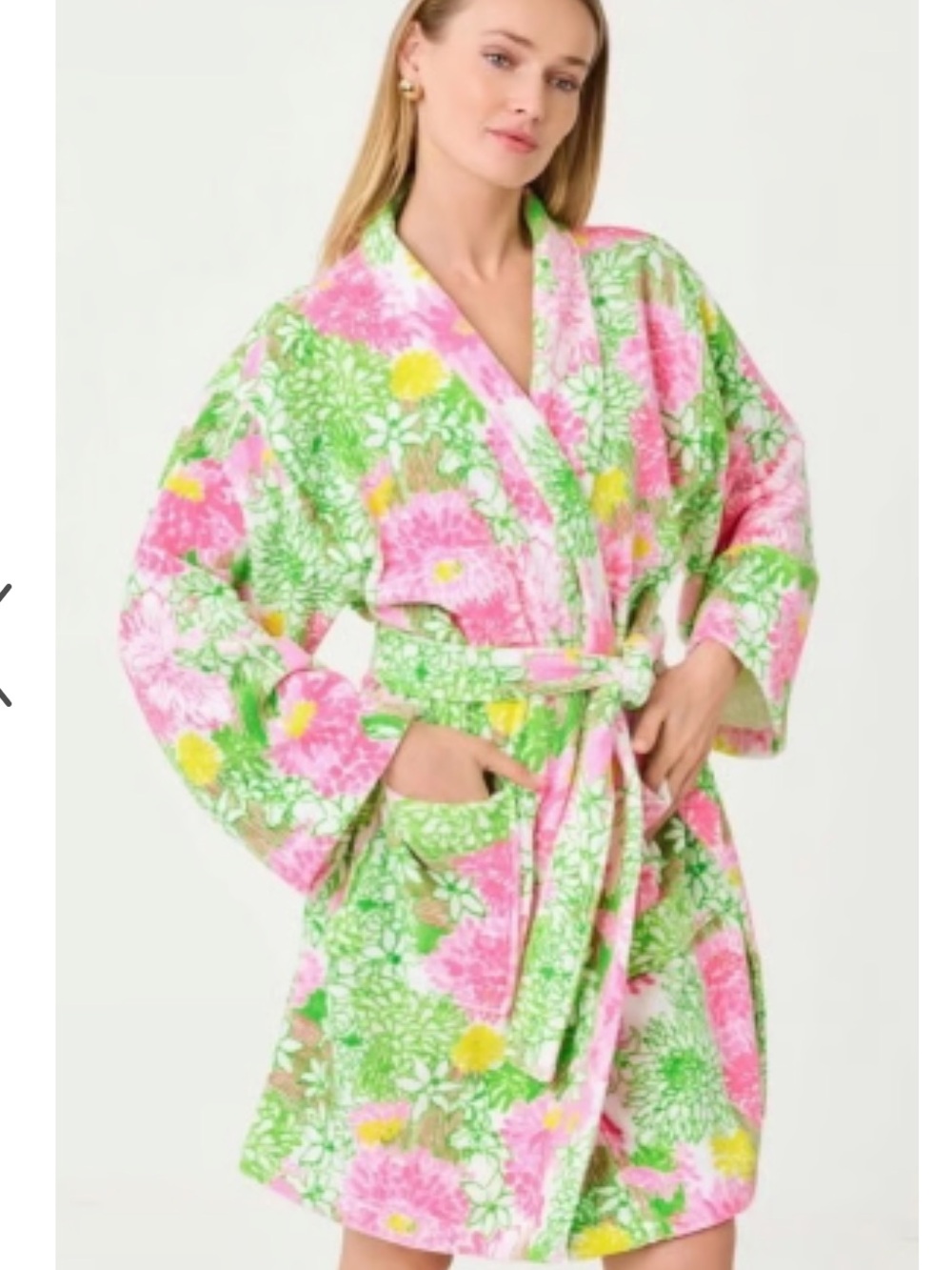 LILLY PULITZER TERRY ROBE RESORT WHITE MUM PATCH
